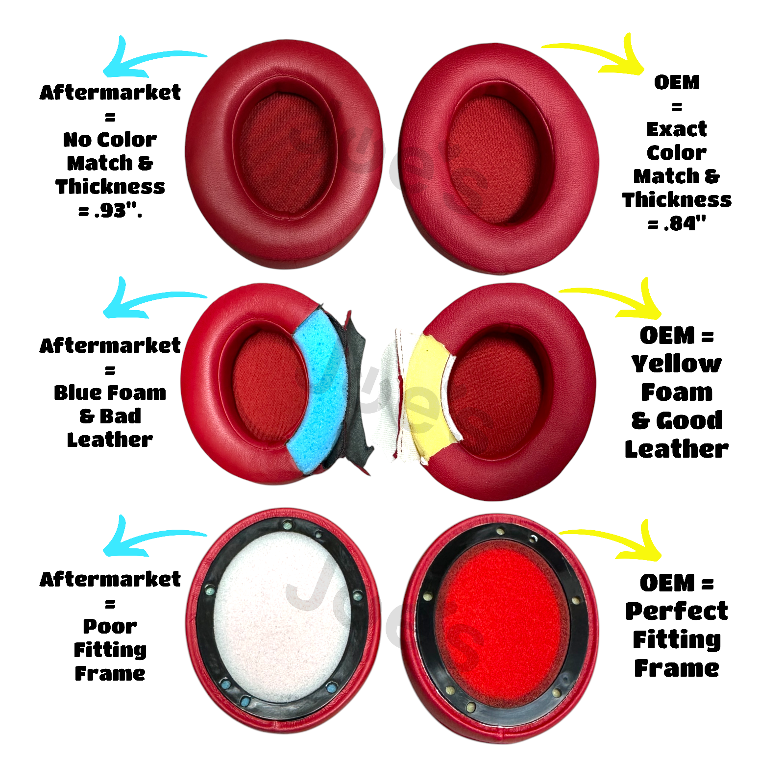 Beats By Dre Studio 3 Wireless Ear Pads Muffs Cushions Replacement Pair A1914 - Parts