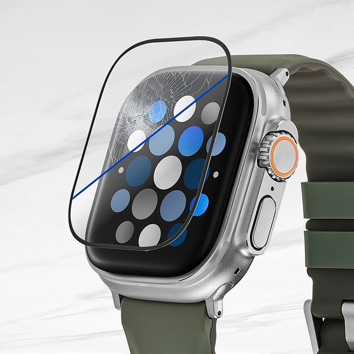 Apple Watch Ultra 49mm Tempered Glass Screen Protector (Black Edge) - Accessories
