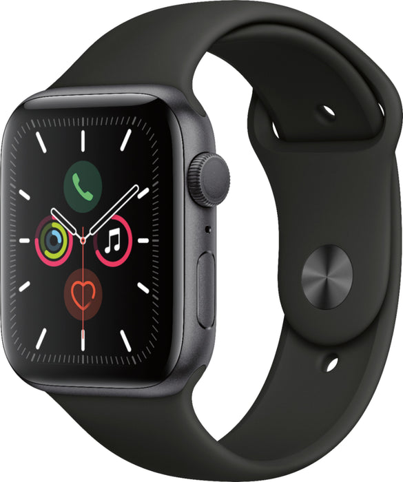 Apple Watch Series 5 (GPS) 44mm Aluminum Case with Black Sport Band (Space Gray) - Refurbished