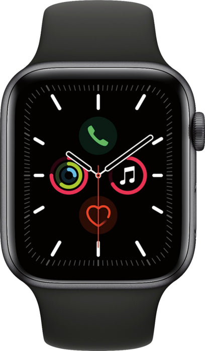 Apple Watch Series 5 (GPS) 44mm Aluminum Case with Black Sport Band (Space Gray) - Refurbished