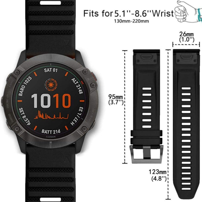 Garmin Fenix 6X 6X Pro Solar Wristband Band Replacement (Black) - Accessories