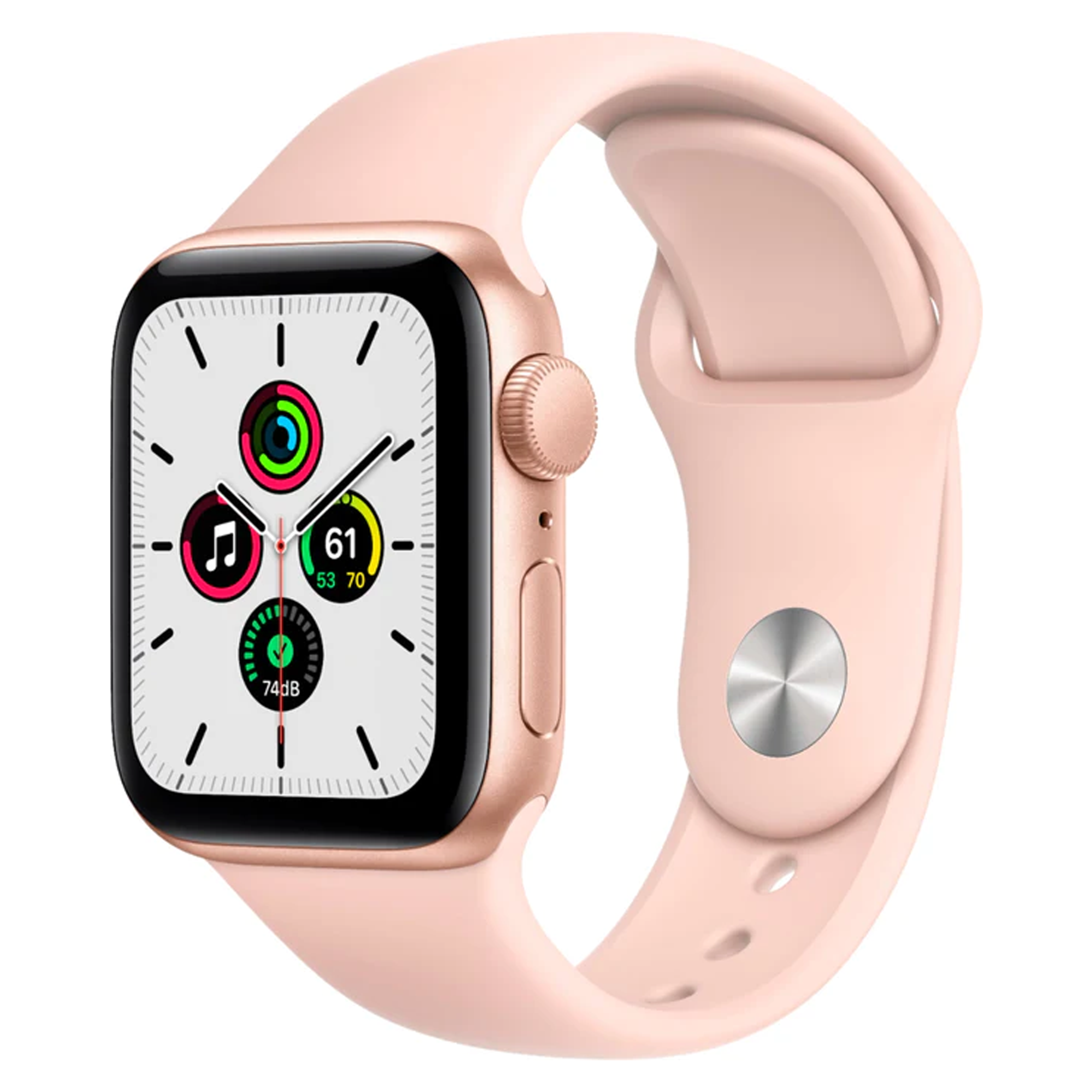 Apple Watch SE (GPS) 40mm Aluminum Case with Pink Sport Band (Gold) - Refurbished